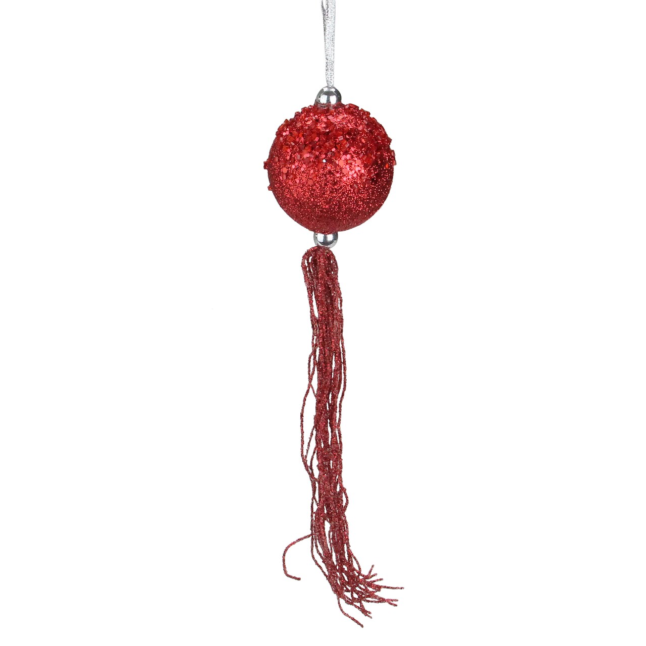 Allstate Red Glittered Christmas Ball Ornament with Tassels and Beads 12" (304.8mm)